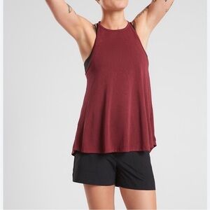 Athleta Breezy High Neck Tank Dark Garnet Size Small NWT